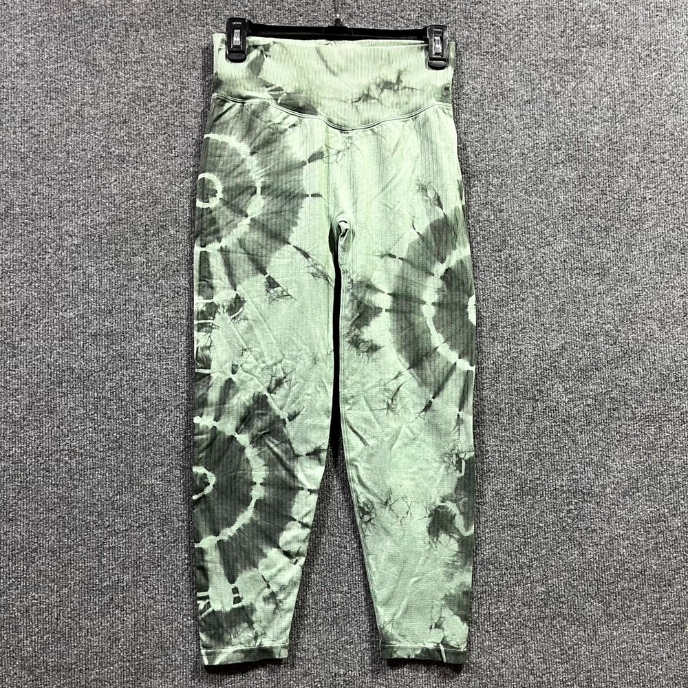 Victoria's Secret Pink Seamless Leggings Womens Large Green Tie Dye High Rise